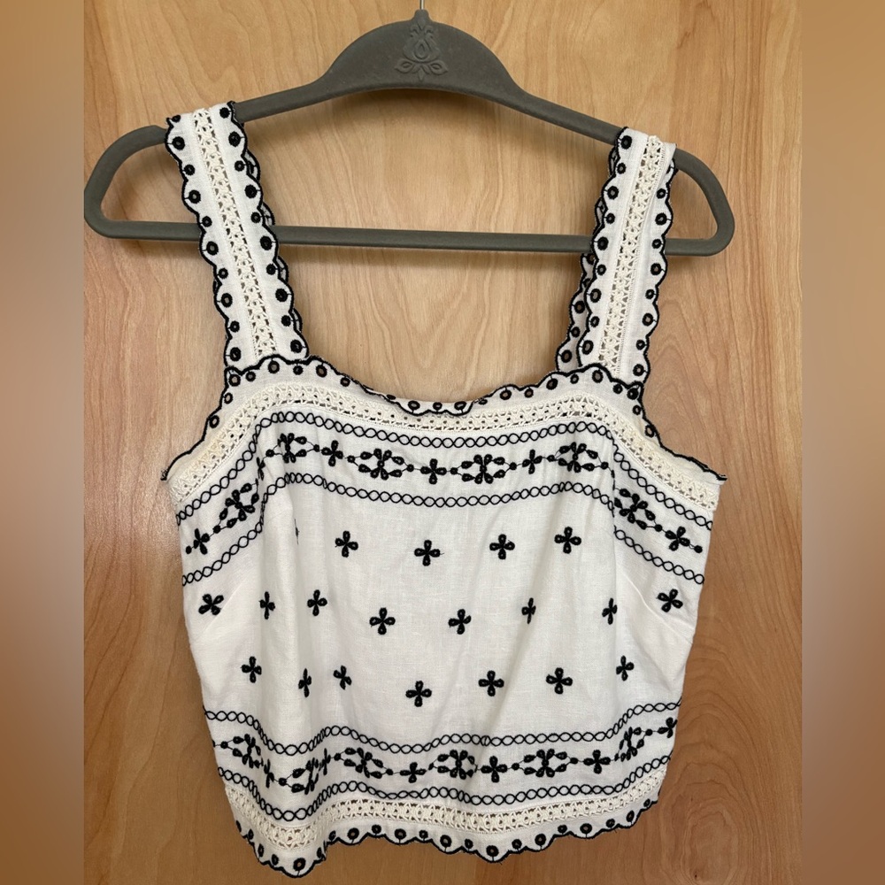 Abercrombie and Fitch Embroidered Linen Blend Top